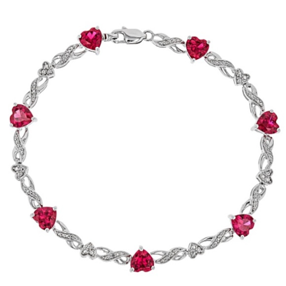 Zales LabCreated Ruby Rhodium Over Silver Bracelet